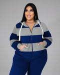 Big & Tall Blue Striped Hoodie Sweatpants Set for big men view 2