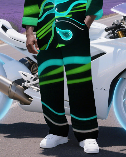 Big & Tall Gradient Geometric T-Shirt Pants Set for big men view 3