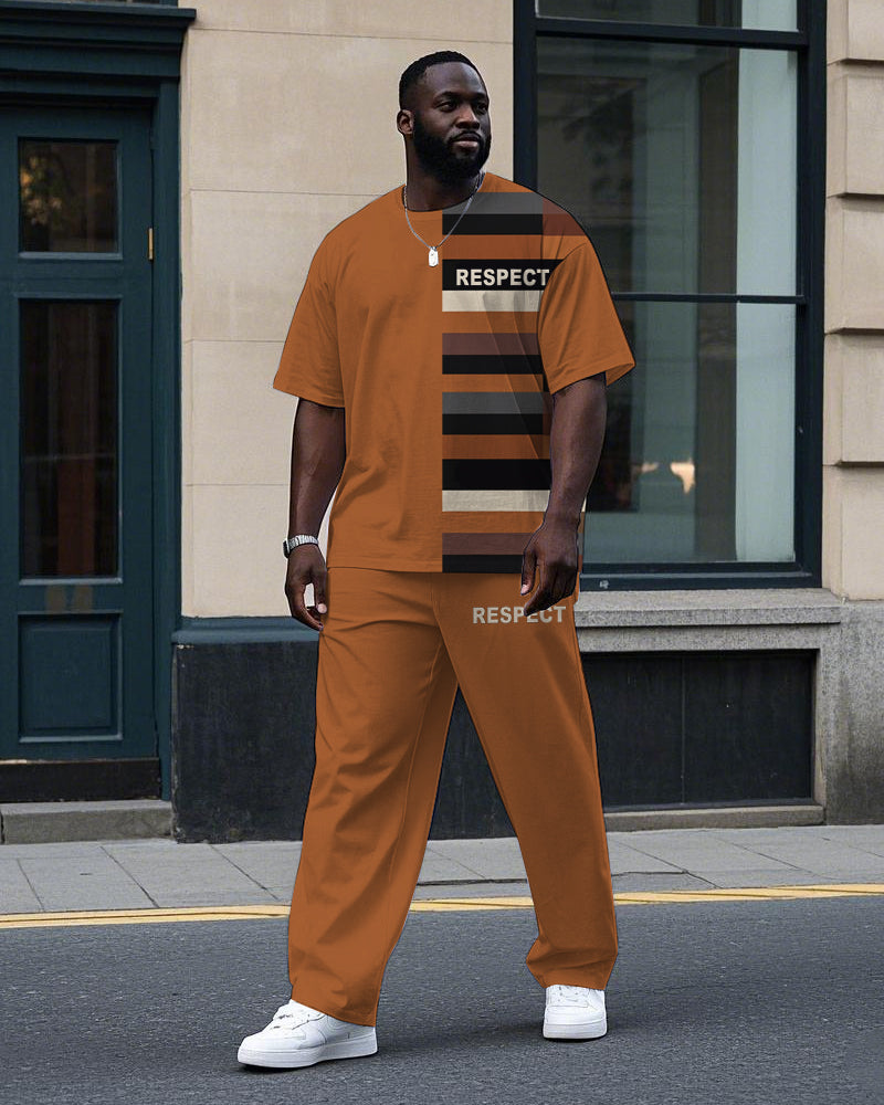 Big & Tall Colorblock Striped T-Shirt Pants Set for big men view 1