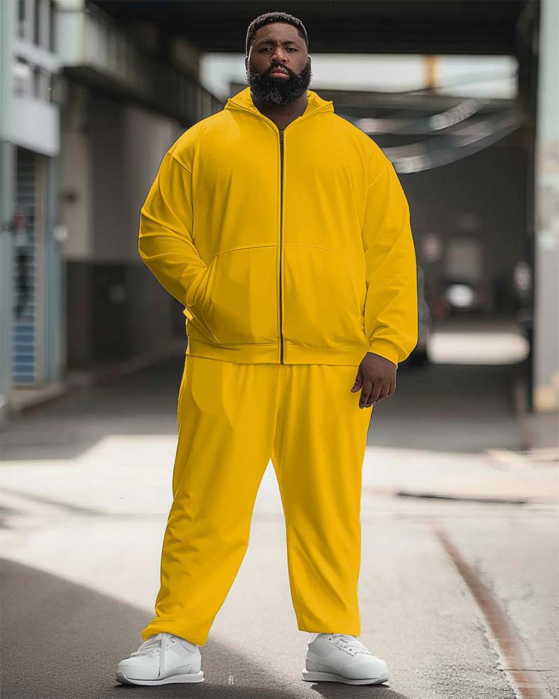 Big & Tall Solid Color Athletic Hoodie Sweatpants Set for big men view 5