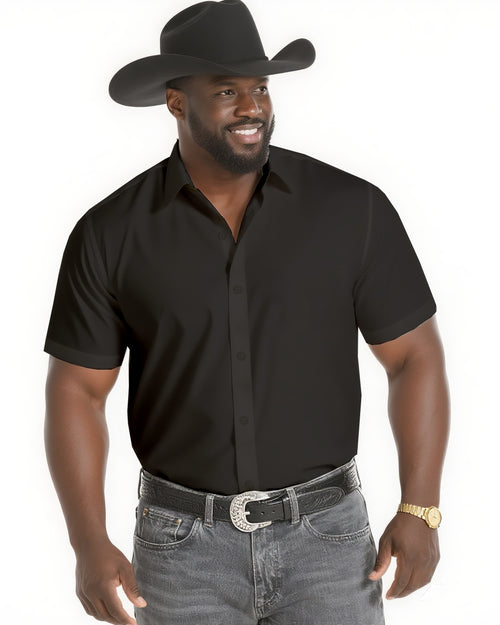 Big & Tall Black Western Short Sleeve Shirt for big men view 2