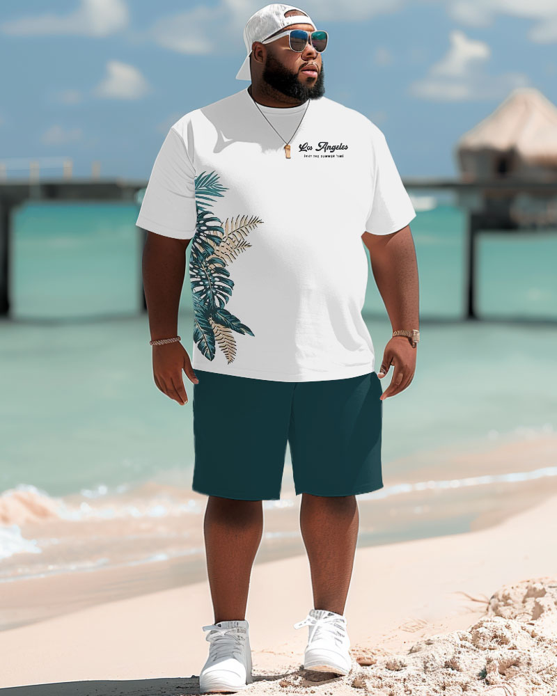 Big & Tall Hawaiian Tropical T-Shirt Shorts Set for big men view 2