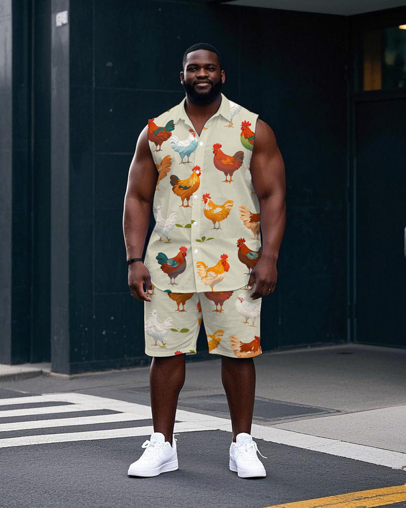 Big & Tall Streetwear T-Shirt Shorts Set for big men view 1