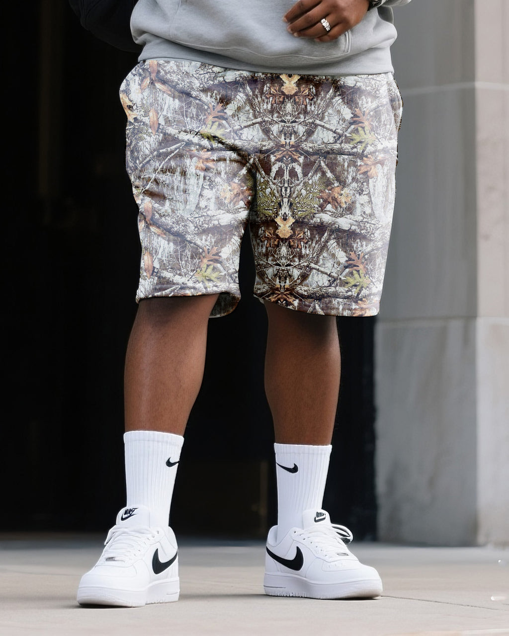Big & Tall Denim Colorblock Geometric Hoodie for big men view 3