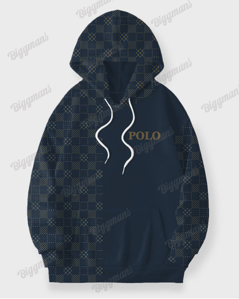 Big & Tall Blue Graphic Hoodie Sweatpants Set for big men view 3