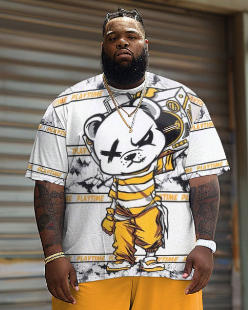 Big & Tall Graphic Graffiti T-Shirt Shorts Set for big men view 3