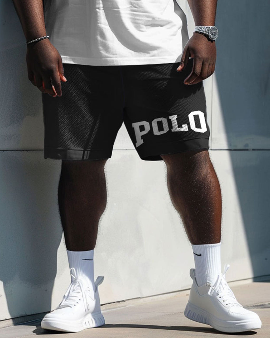 Big & Tall Colorblock Graphic T-Shirt Shorts Set for big men view 3