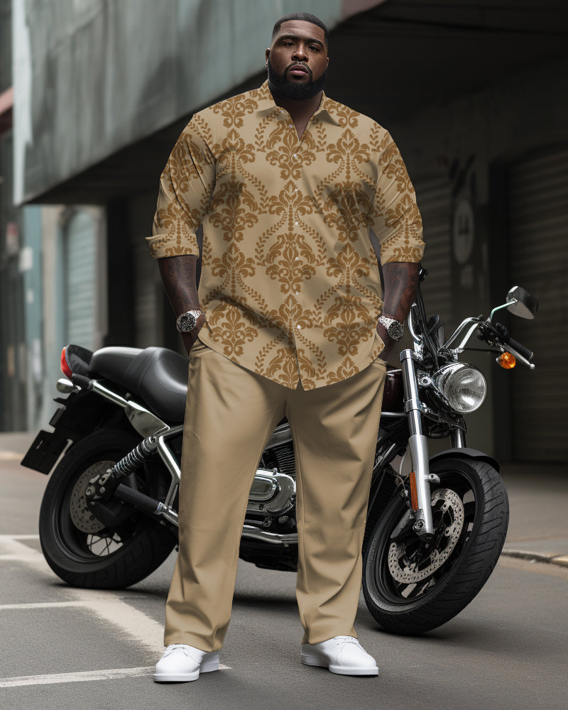 Big & Tall Business Casual Streetwear Two-piece Set for big men view 1