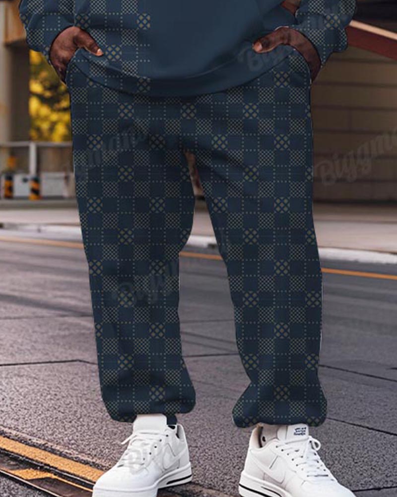 Big & Tall Blue Graphic Hoodie Sweatpants Set for big men view 6