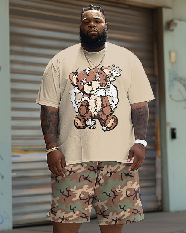 Big & Tall Graphic Camouflage T-Shirt Shorts Set for big men view 1