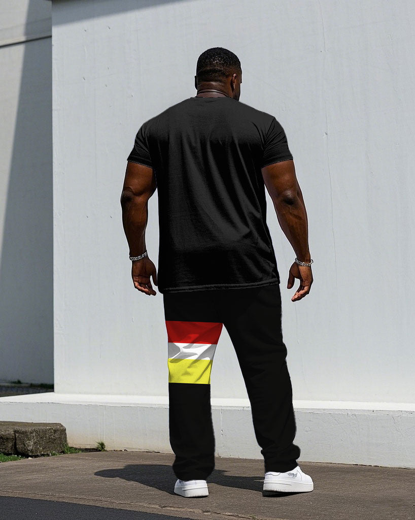 Big & Tall Black Graphic T-Shirt Pants Set for big men view 4
