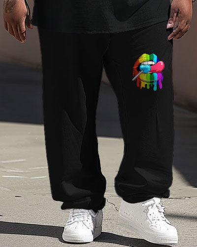 Big & Tall Graphic Streetwear Two-piece Set for big men view 3