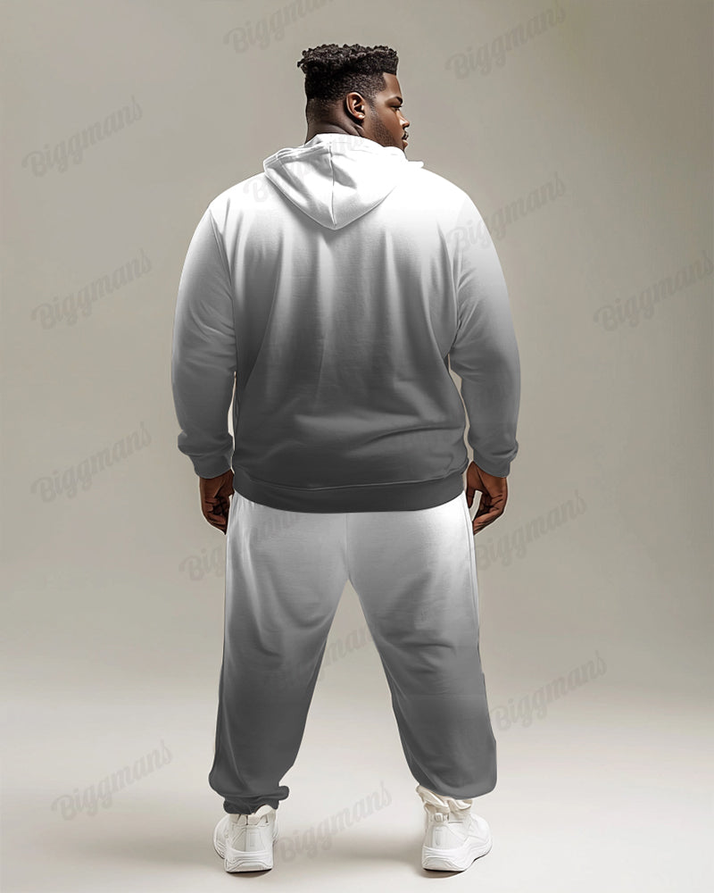 Big & Tall Gray Gradient Hoodie Sweatpants Set for big men view 4