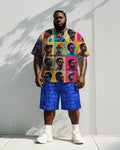 Big & Tall Colorblock Graphic T-Shirt Shorts Set for big men view 1