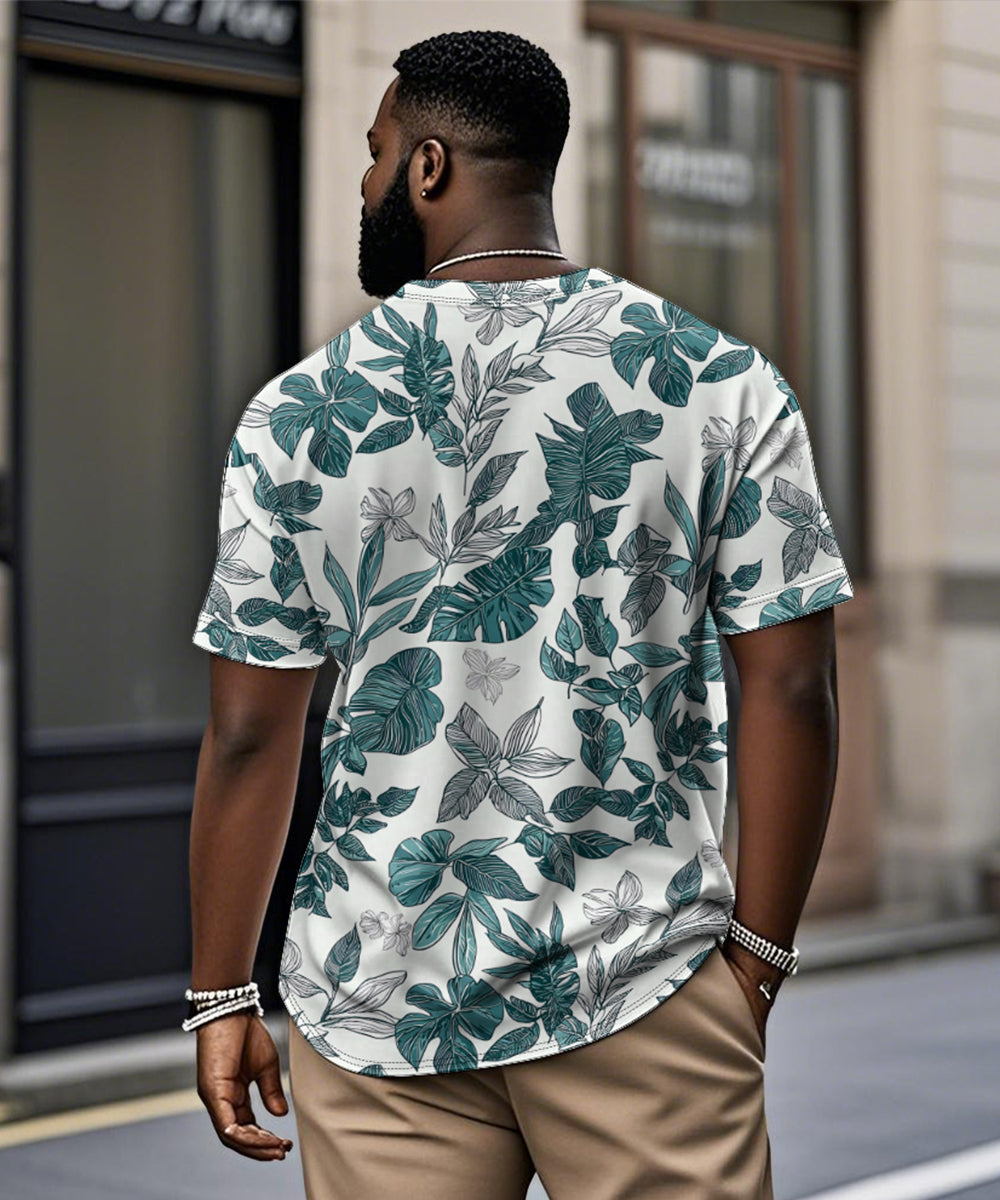 Big & Tall Hawaiian Graphic Floral T-Shirt for big men view 2