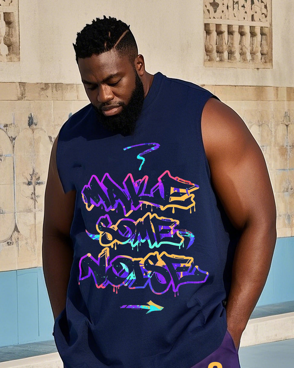 Big & Tall Streetwear Skull Vest Pants Set for big men view 2