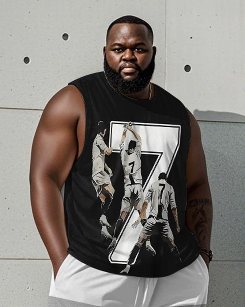 Big & Tall Black Gray Striped Two-piece Set for big men view 2