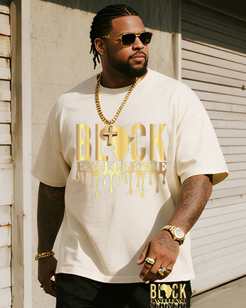 Big & Tall Black Juneteenth Graphic T-Shirt Pants Set for big men view 2