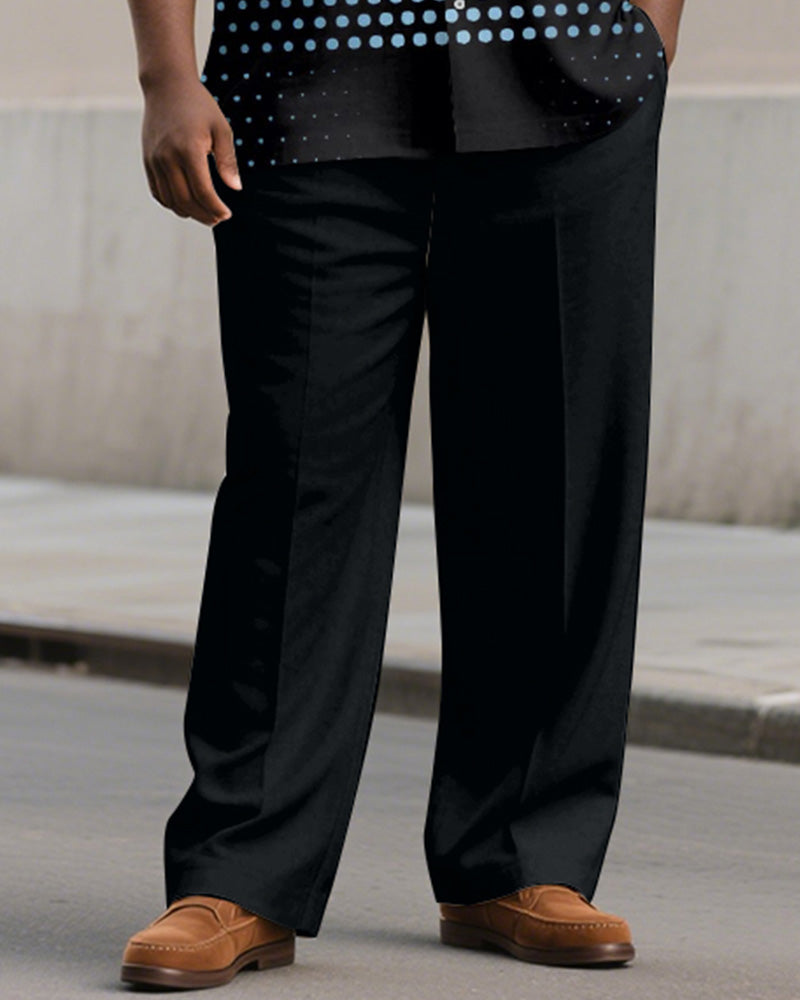 Big & Tall Black Graphic T-Shirt Pants Set for big men view 3