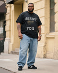 Big & Tall Denim T-Shirt Pants Set for big men view 1
