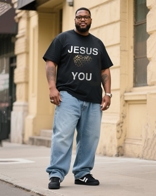 Big & Tall Denim T-Shirt Pants Set for big men view 1