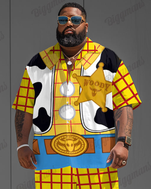 Big & Tall Western Graphic T-Shirt Shorts Set for big men view 2