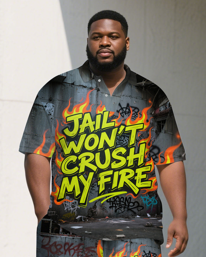 Big & Tall Graphic Polo Shorts Set for big men view 2