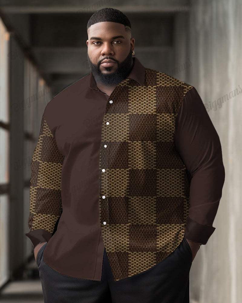 Big & Tall Geometric Long Sleeve Shirt for big men view 1