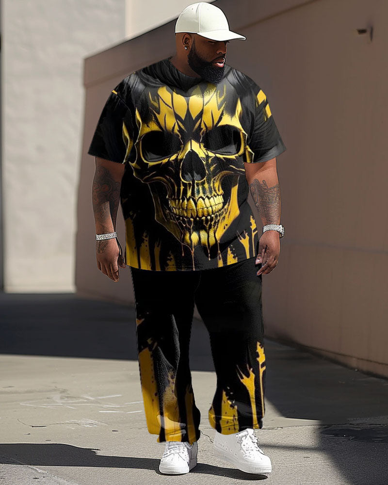 Big & Tall Graphic Streetwear Skull T-Shirt Pants Set for big men view 1