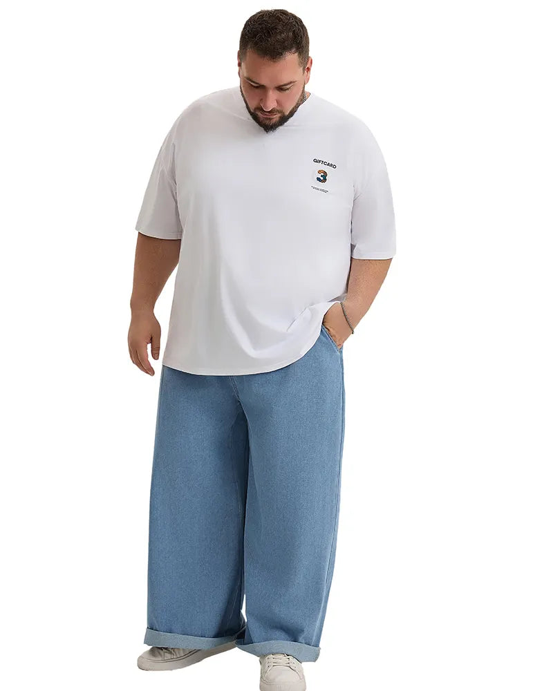 Big & Tall Blue Denim Washed Jeans for big men view 3