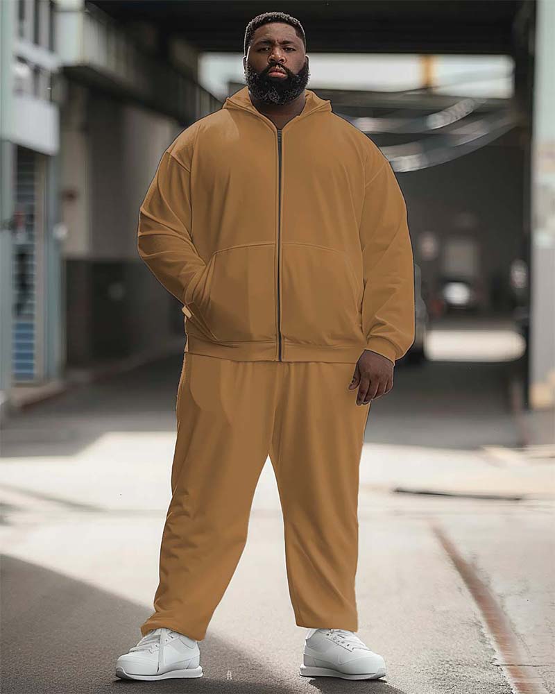 Big & Tall Solid Color Athletic Hoodie Sweatpants Set for big men view 11