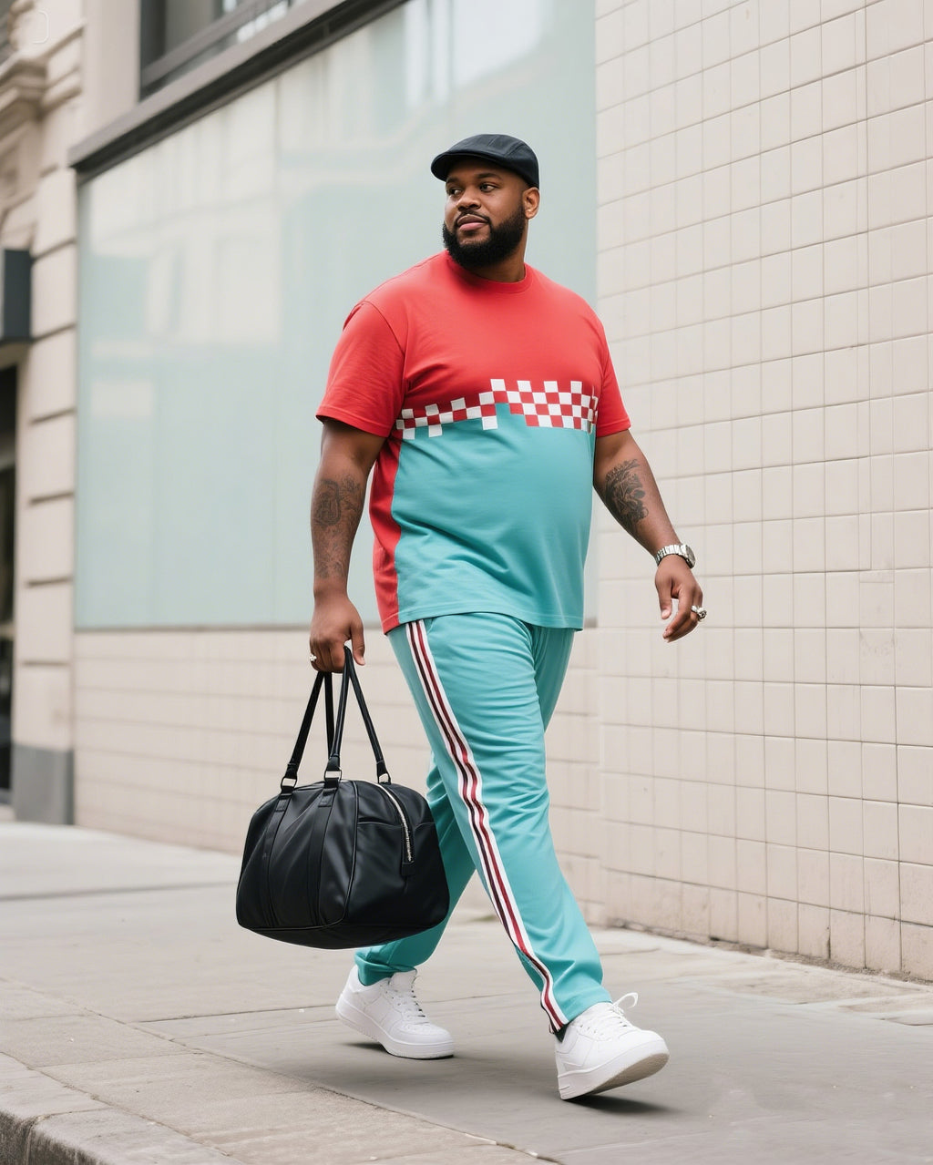Big & Tall Gradient Streetwear Two-piece Set for big men view 1