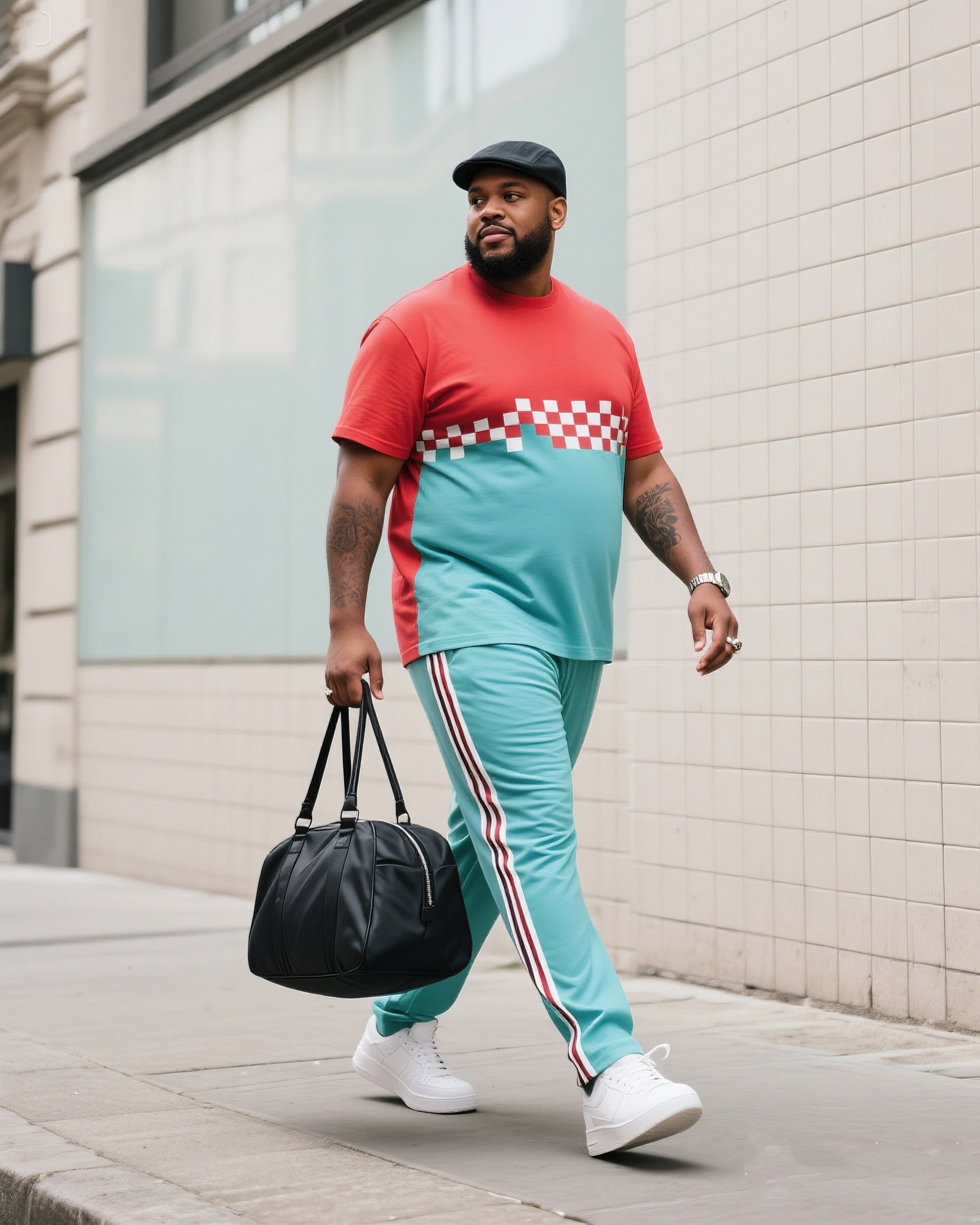 Big & Tall Gradient Streetwear Two-piece Set for big men view 1