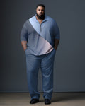Big & Tall Blue Gradient Polo Pants Set for big men view 1