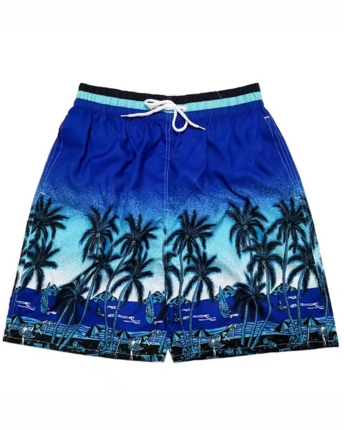 Big & Tall Blue Hawaiian Gradient Shorts for big men