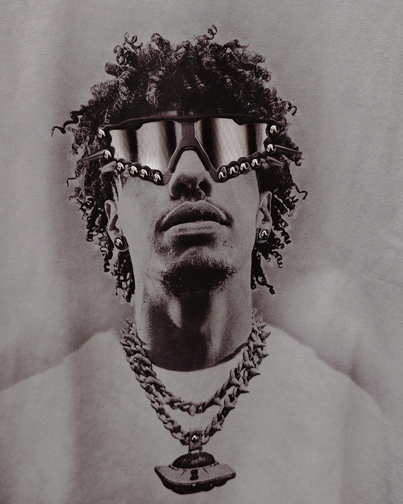 Big & Tall Gray Graphic Streetwear T-Shirt for big men view 3