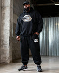 Big & Tall Black Graphic Hoodie Sweatpants Set for big men view 1