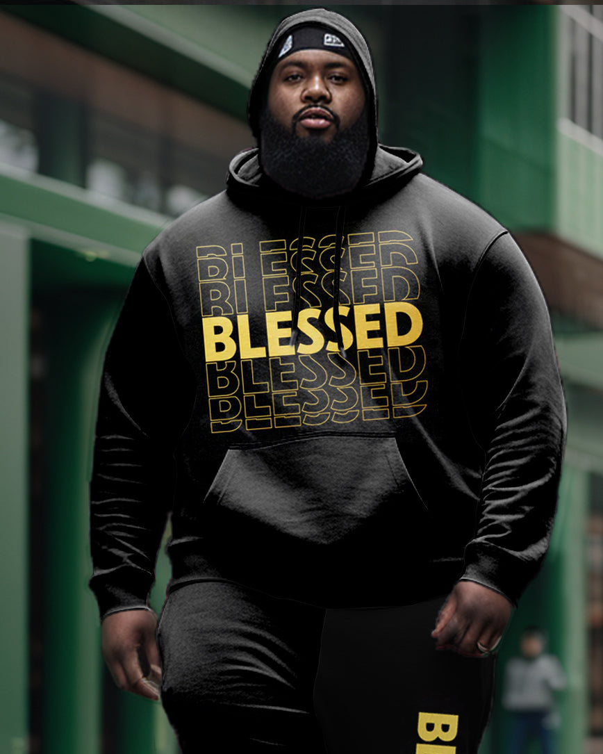 Big & Tall Graphic Hoodie Sweatpants Set for big men view 2