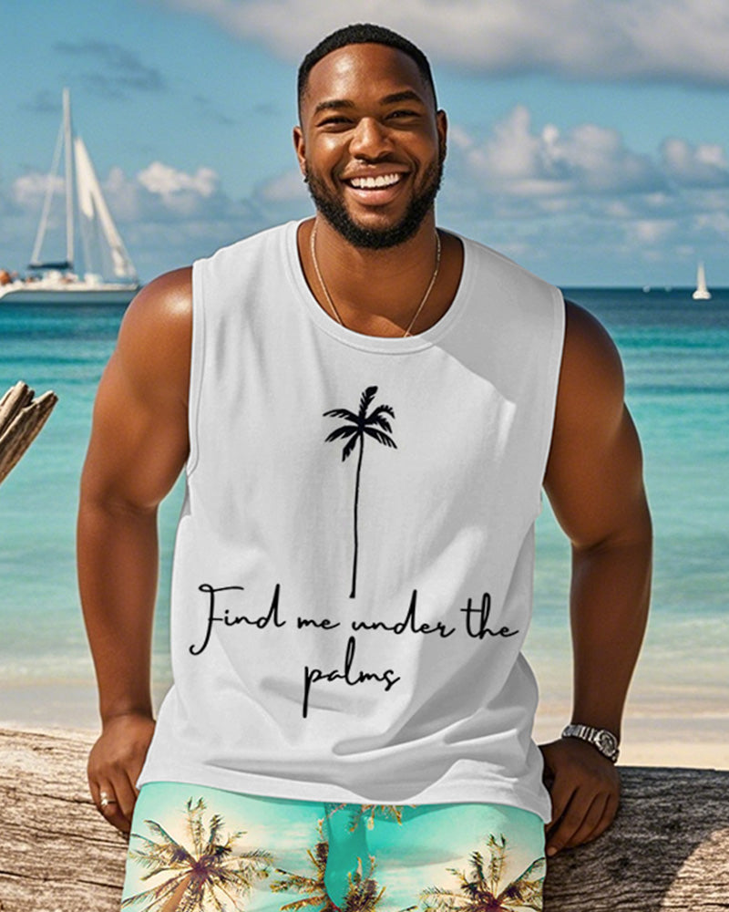 Big & Tall Green Hawaiian Graphic Two-piece Set for big men view 2