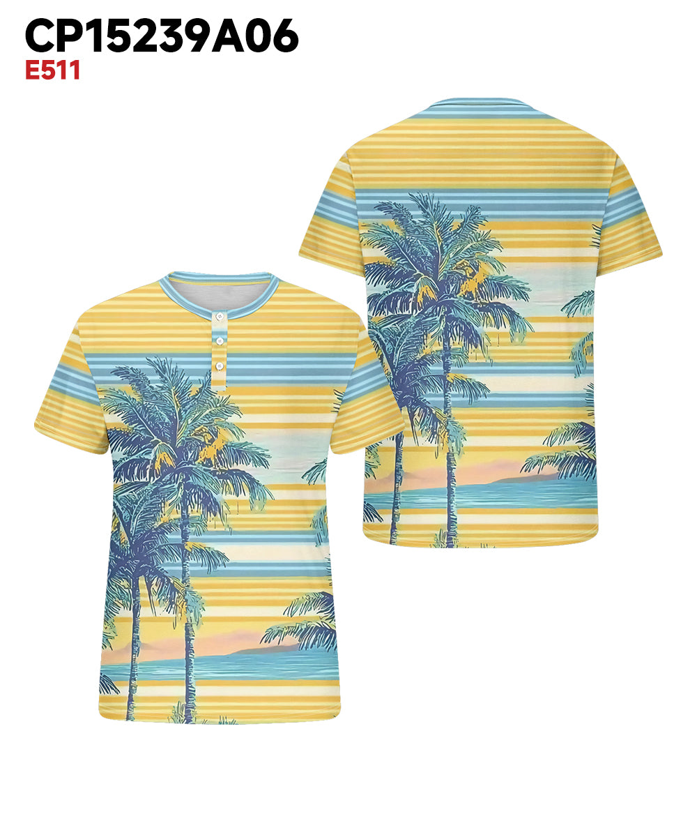 Big & Tall Yellow Hawaiian Striped T-Shirt for big men view 3