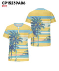 Big & Tall Yellow Hawaiian Striped T-Shirt for big men view 3