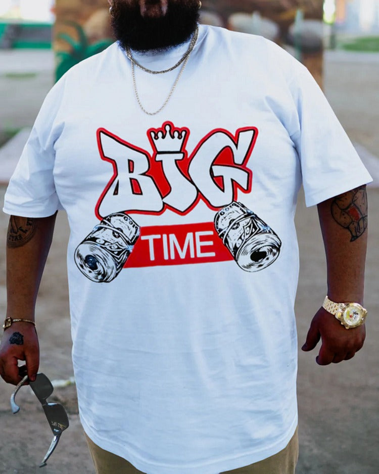 Big & Tall White Graphic Streetwear T-Shirt for big men view 1