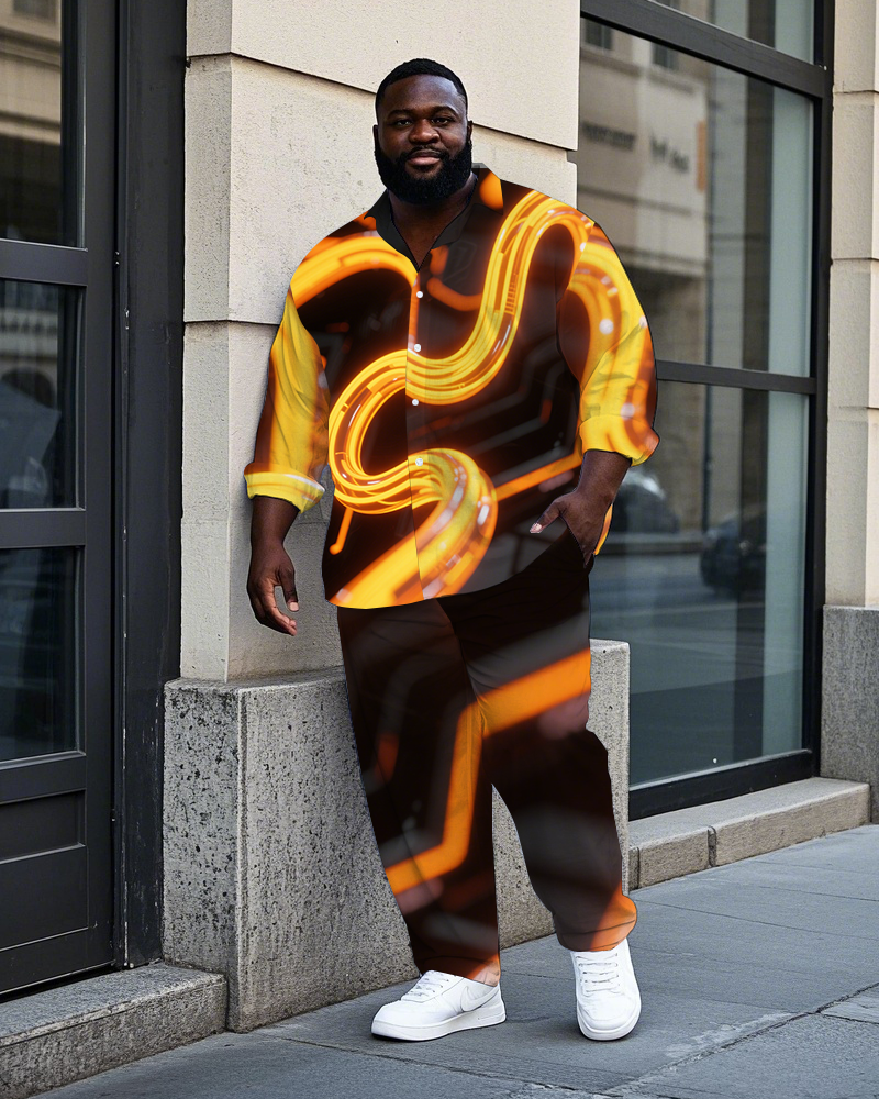 Big & Tall Geometric T-Shirt Pants Set for big men view 2