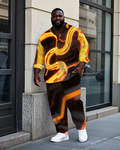 Big & Tall Geometric T-Shirt Pants Set for big men view 2
