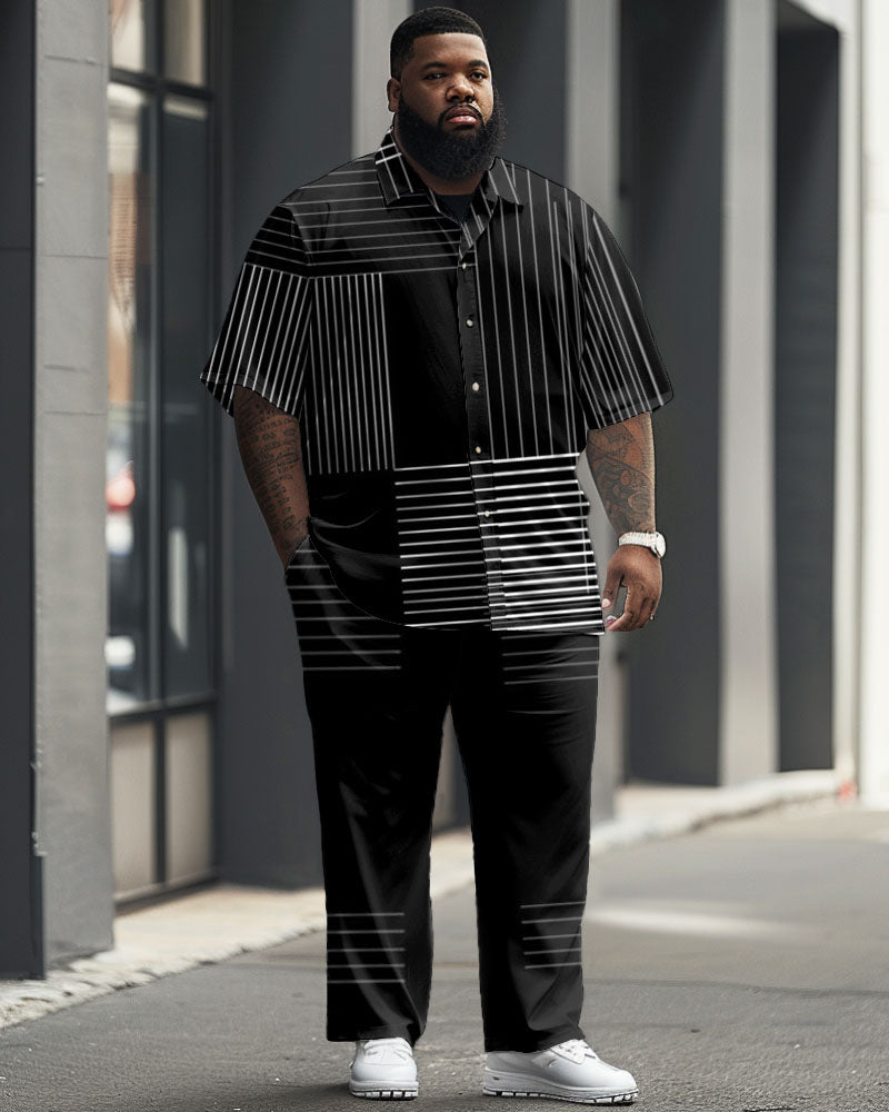 Big & Tall Geometric Striped Graphic Jeans for big men view 1