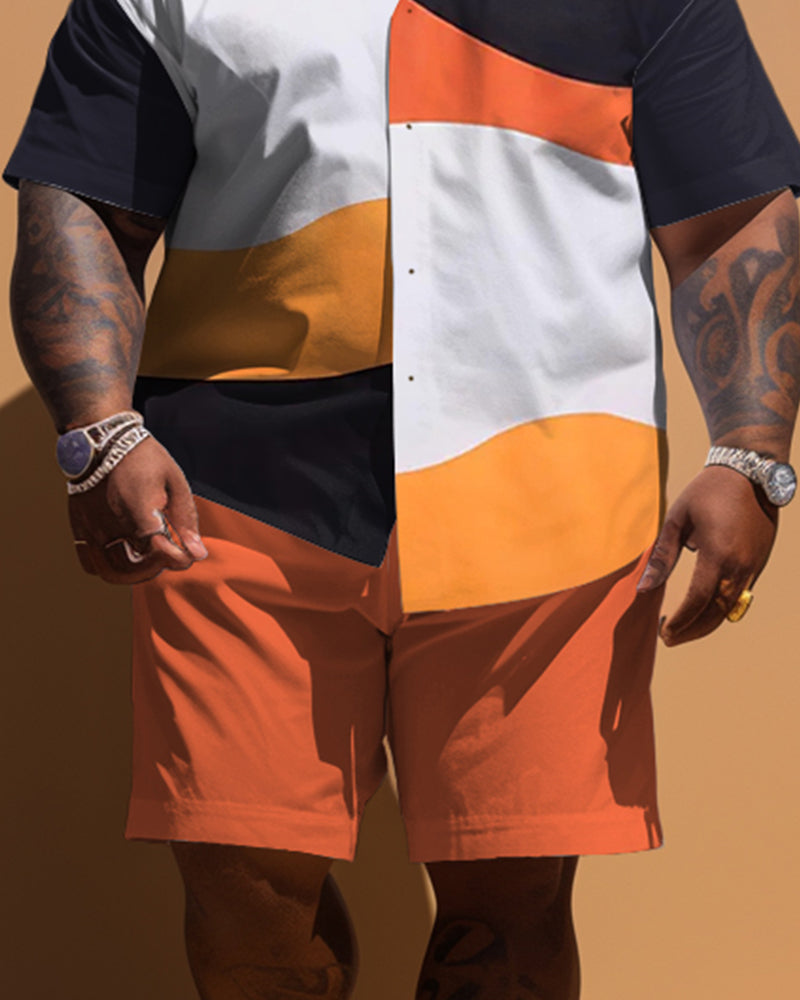 Big & Tall Colorblock T-Shirt Shorts Set for big men view 3