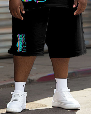 Big & Tall Graphic T-Shirt Shorts Set for big men view 4