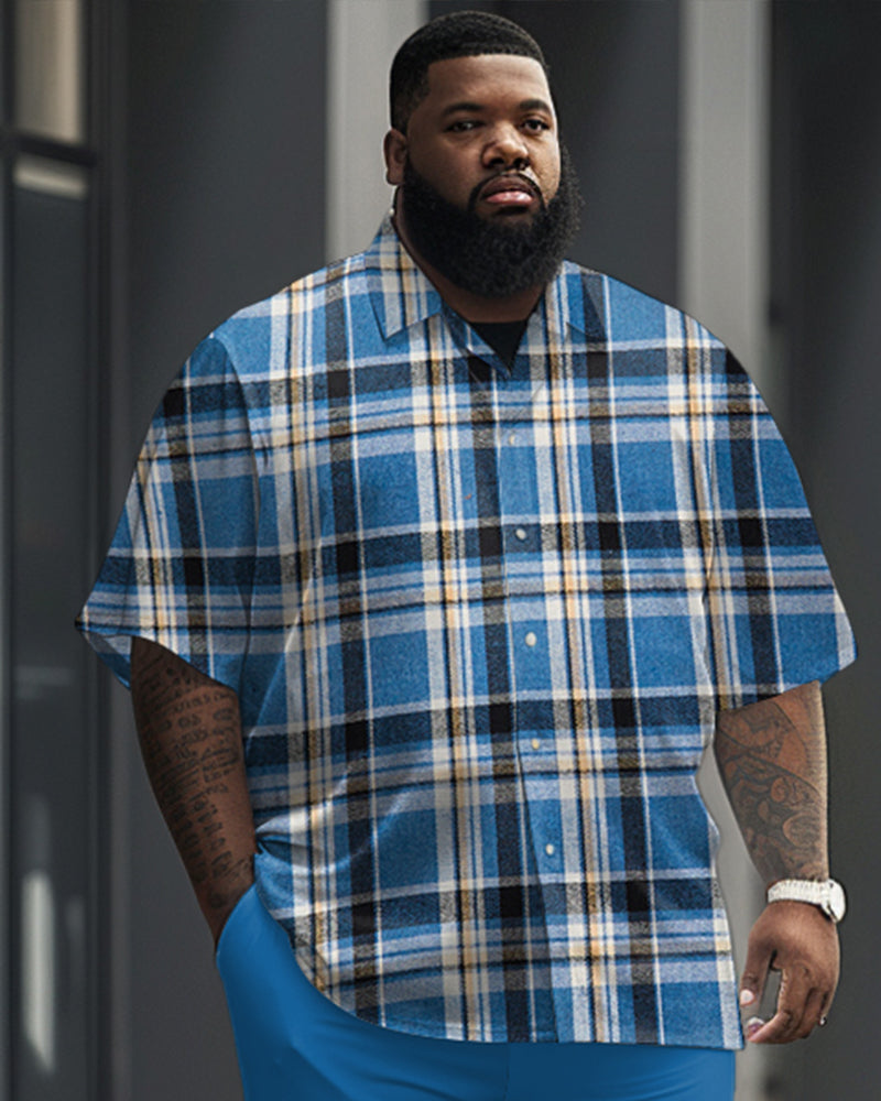 Big & Tall Blue Plaid Jeans for big men view 2