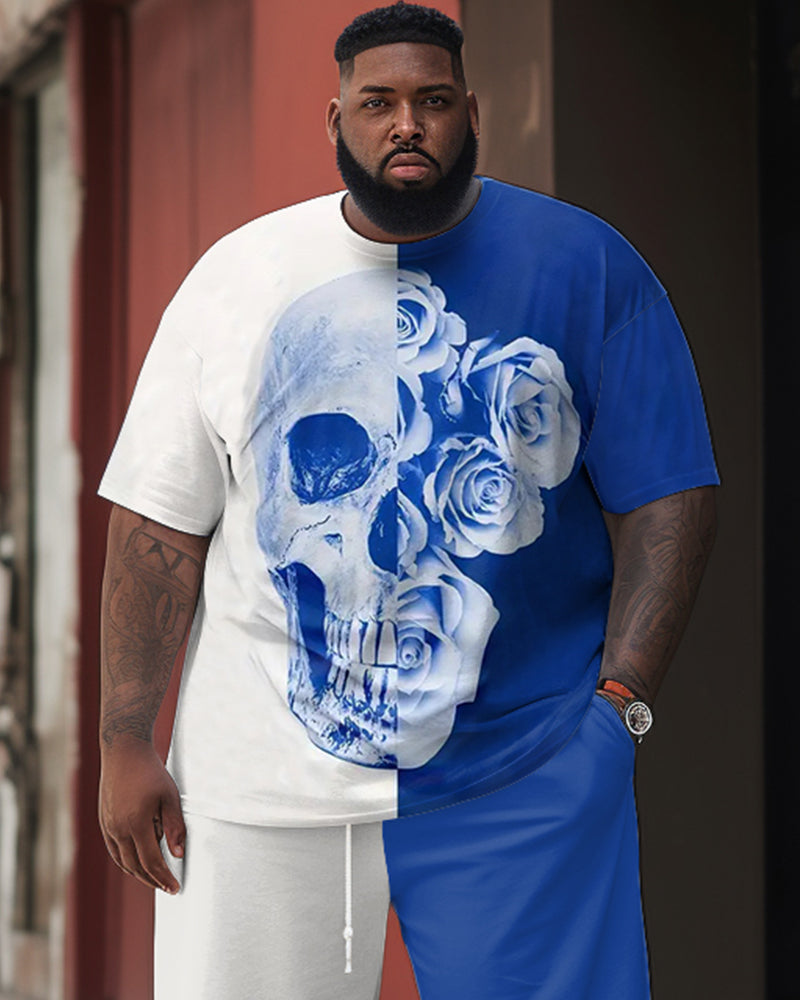Big & Tall Graphic Streetwear T-Shirt Shorts Set for big men view 2