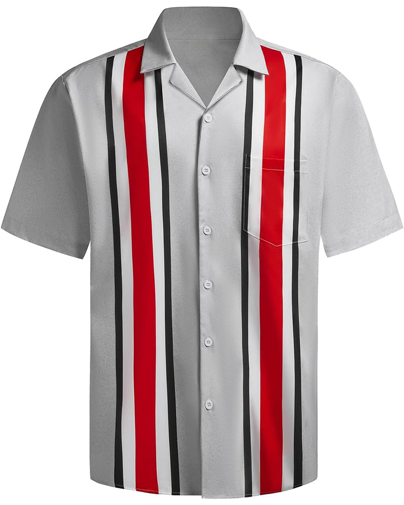 Big & Tall Hawaiian Striped Short Sleeve Shirt for big men view 10